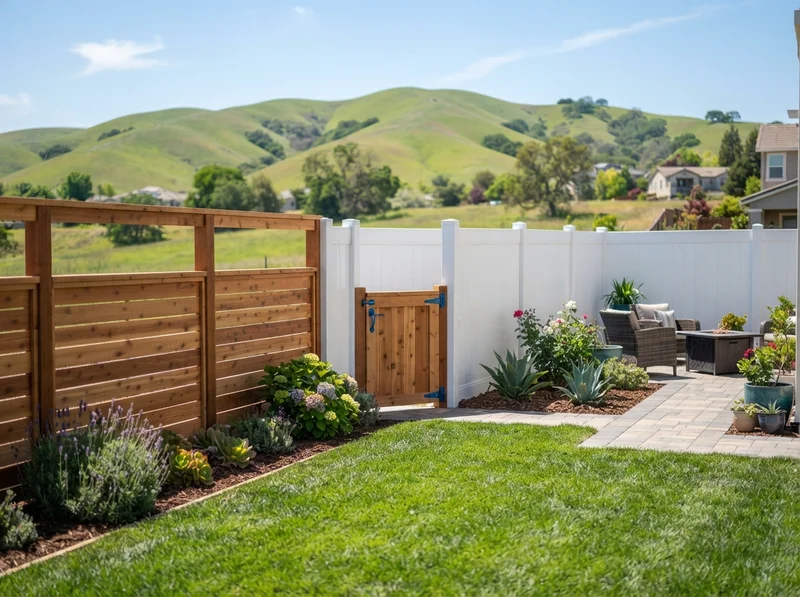 New wooden and vinyl fence installation New wooden and vinyl fence installation